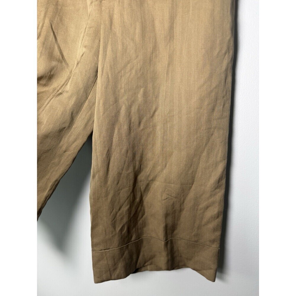 Banana Republic Capri Cropped Silk & Linen Contoured Fit Pants - Brown - Size 8 - Picture 5 of 16